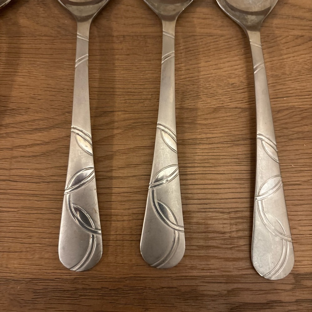 Cambridge FELICITY Frosted & Glossy (7) Soup Tablespoons And (1) Teaspoon - Picture 7 of 8
